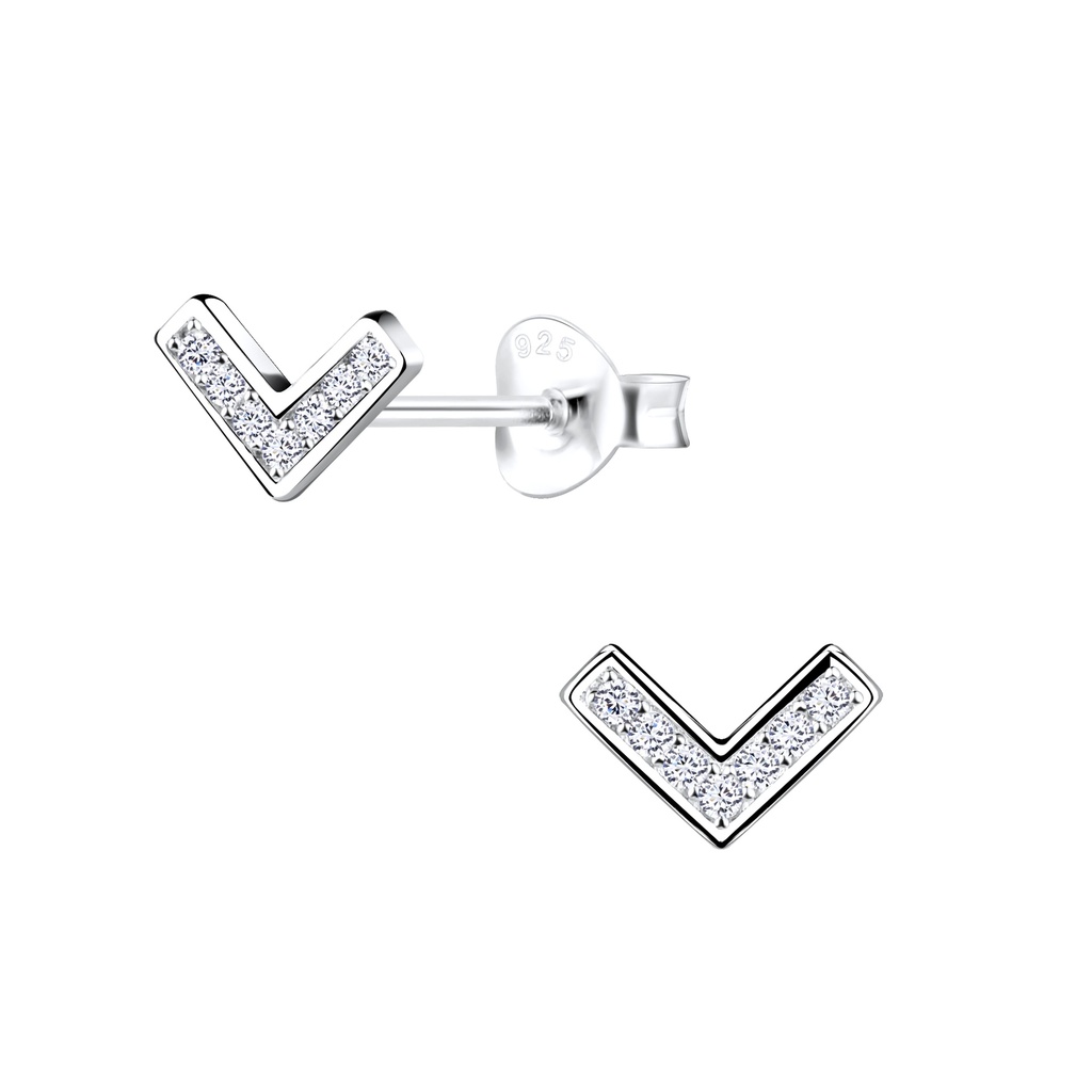 Zirconia Chevron Studs Silber