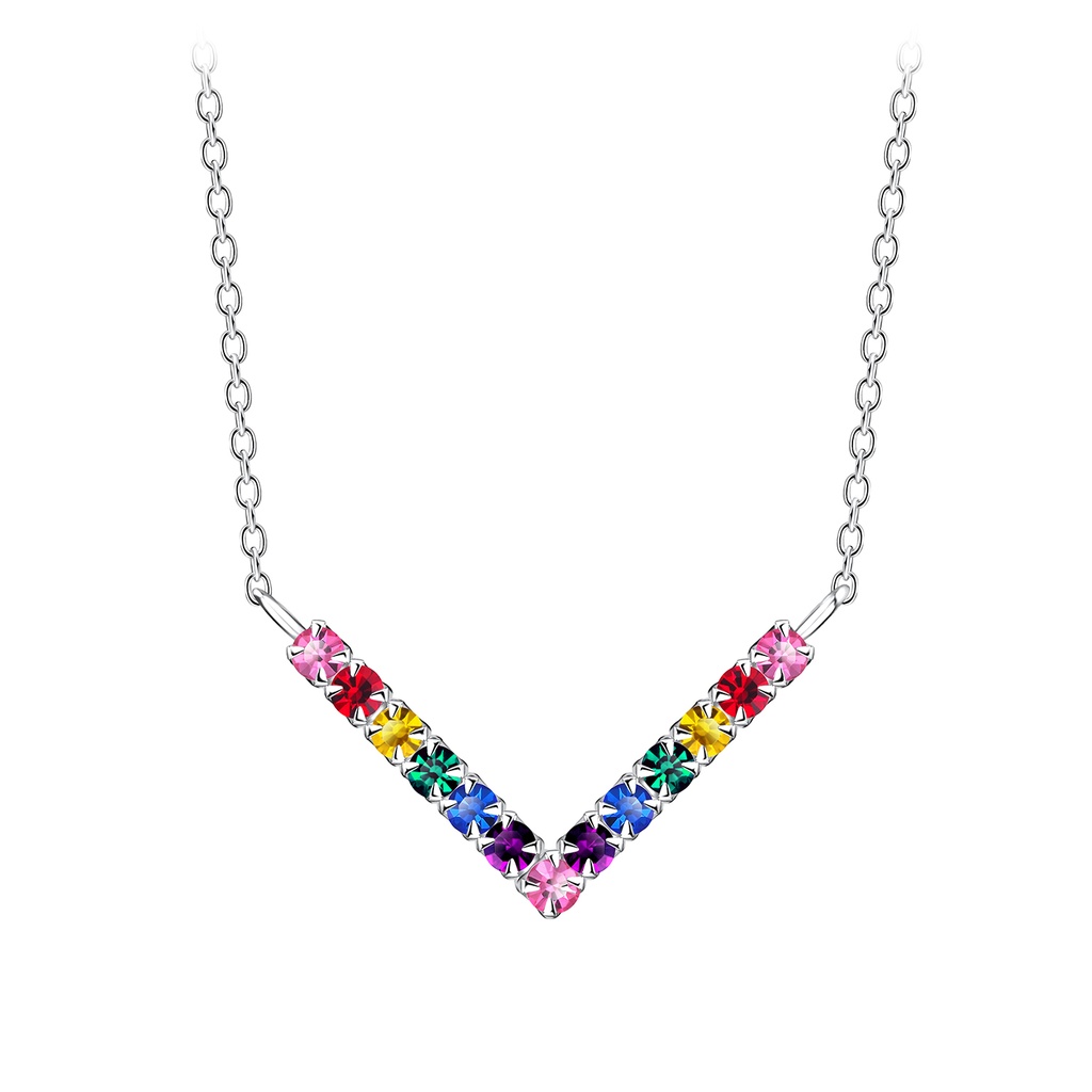 Colourful Chevron Kette Silber
