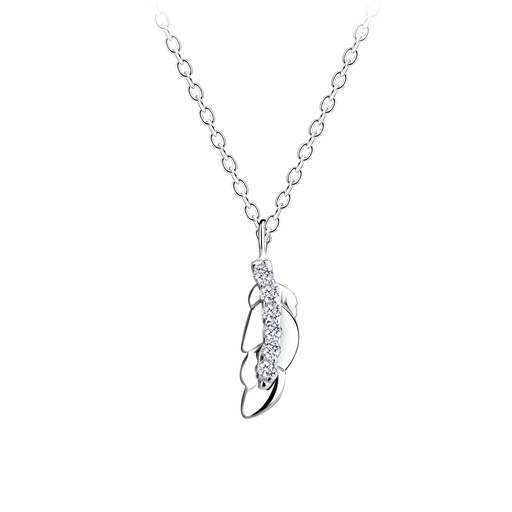 Zirconia Feather Kette Silber
