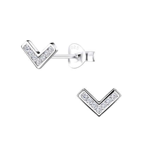 Zirconia Chevron Studs Silber