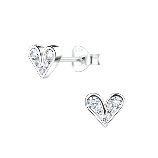 Zirconia Heart Studs Silber