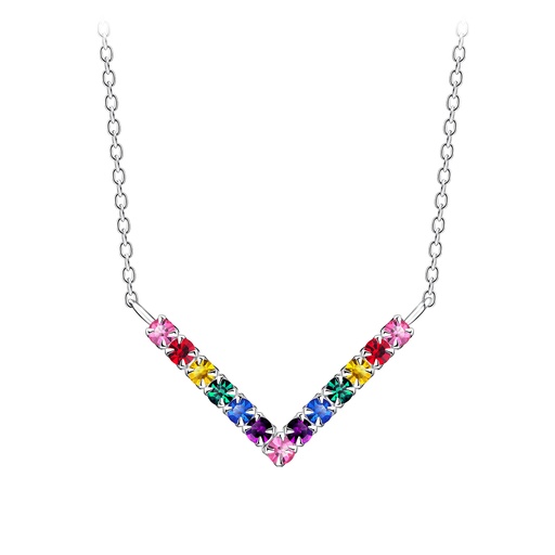 Colourful Chevron Kette Silber